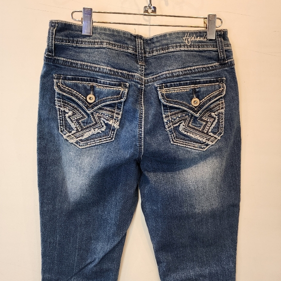 Hydraulic Distressed Skinny Jeans Blue Embellished Pockets Size 7 / 8 - Picture 8 of 11